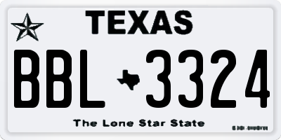 TX license plate BBL3324