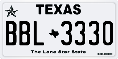 TX license plate BBL3330