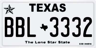 TX license plate BBL3332