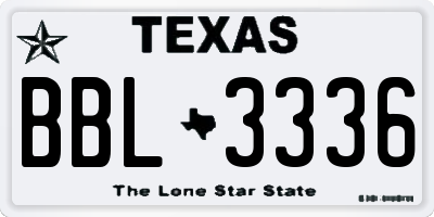 TX license plate BBL3336
