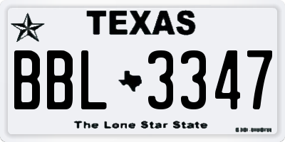 TX license plate BBL3347