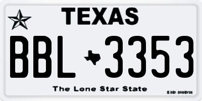 TX license plate BBL3353