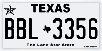 TX license plate BBL3356