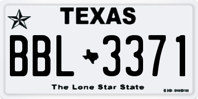 TX license plate BBL3371