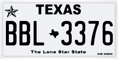TX license plate BBL3376
