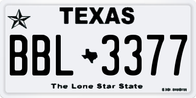TX license plate BBL3377