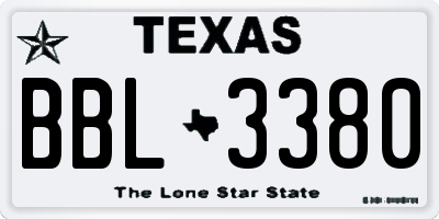 TX license plate BBL3380