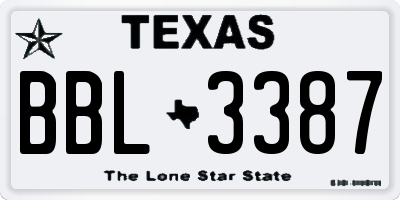TX license plate BBL3387