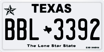 TX license plate BBL3392