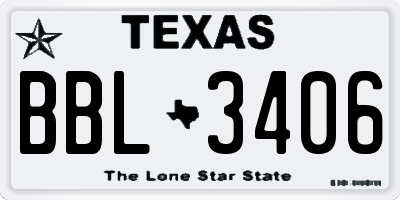 TX license plate BBL3406