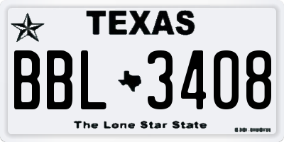 TX license plate BBL3408