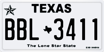 TX license plate BBL3411
