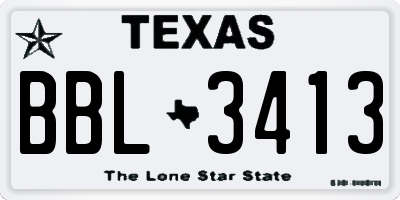 TX license plate BBL3413