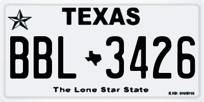 TX license plate BBL3426