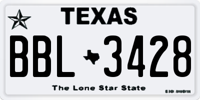 TX license plate BBL3428