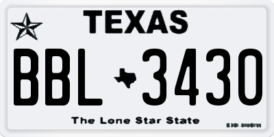 TX license plate BBL3430