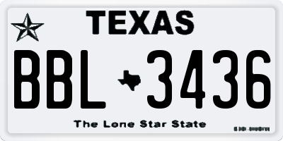 TX license plate BBL3436