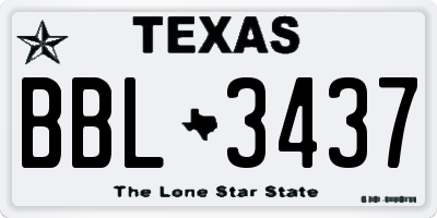 TX license plate BBL3437