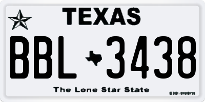 TX license plate BBL3438
