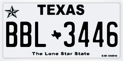 TX license plate BBL3446