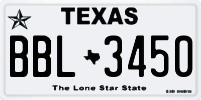 TX license plate BBL3450