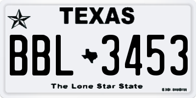 TX license plate BBL3453