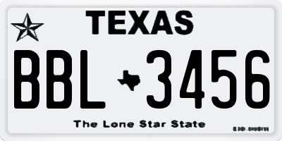 TX license plate BBL3456
