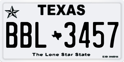 TX license plate BBL3457