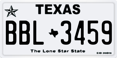 TX license plate BBL3459