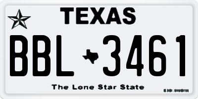 TX license plate BBL3461