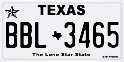 TX license plate BBL3465