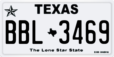 TX license plate BBL3469