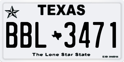 TX license plate BBL3471