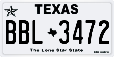 TX license plate BBL3472