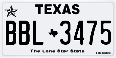 TX license plate BBL3475