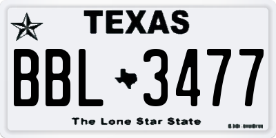 TX license plate BBL3477