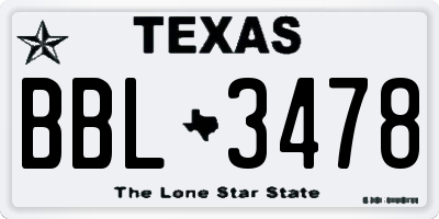 TX license plate BBL3478