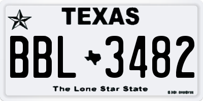 TX license plate BBL3482
