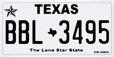TX license plate BBL3495