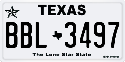 TX license plate BBL3497
