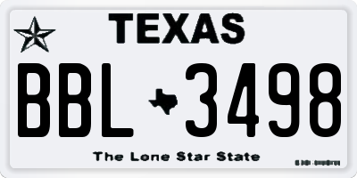 TX license plate BBL3498