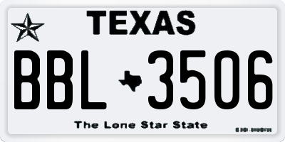 TX license plate BBL3506