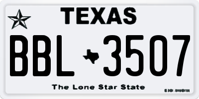 TX license plate BBL3507