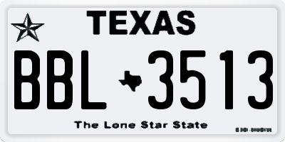 TX license plate BBL3513