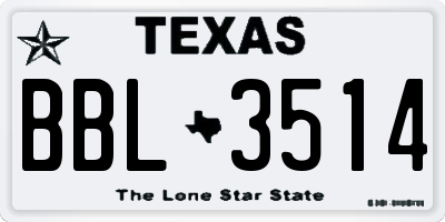 TX license plate BBL3514