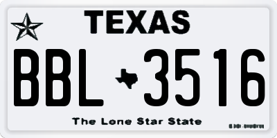 TX license plate BBL3516