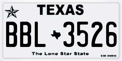TX license plate BBL3526