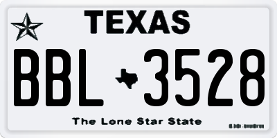 TX license plate BBL3528