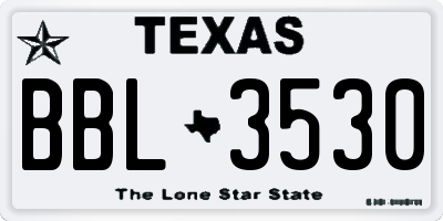 TX license plate BBL3530