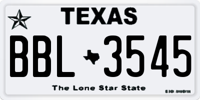 TX license plate BBL3545